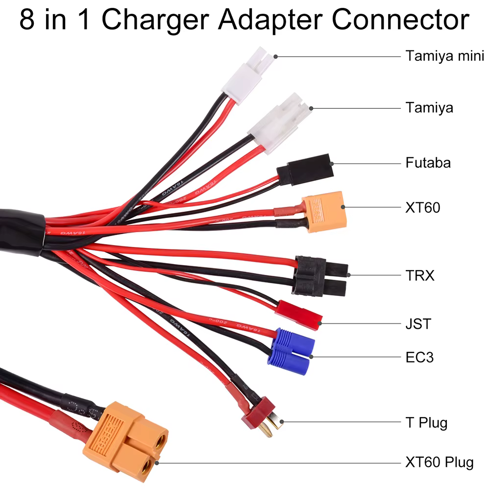 Connecteur adaptateur de chargeur RC 8 en 1, 4.0mm, banane XT60 TRX Tamiya Lipo pour Drone de voitur
