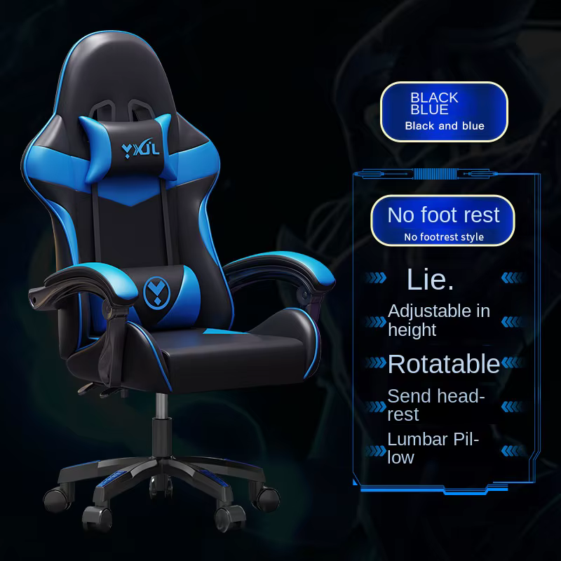 Chaise de jeu avec accoudoirs pivotants en cuir PU, chaise ergonomique avec 95–145 degrés d'inclinai