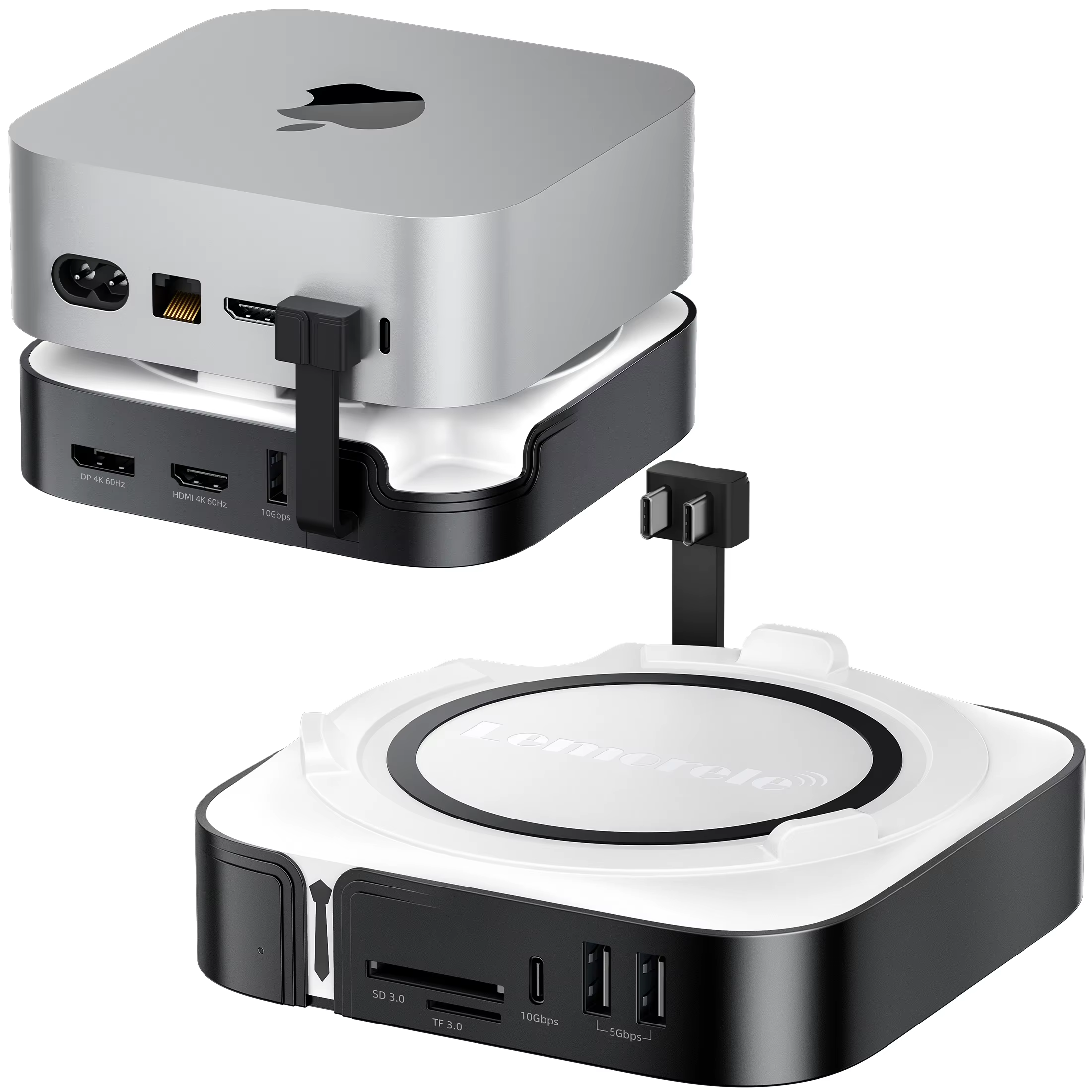 Station d'accueil Lemorele Macmini M4 DocK USB HUB 4K@60Hz HDMI DP, accessoires Macmini, boîtier SSD