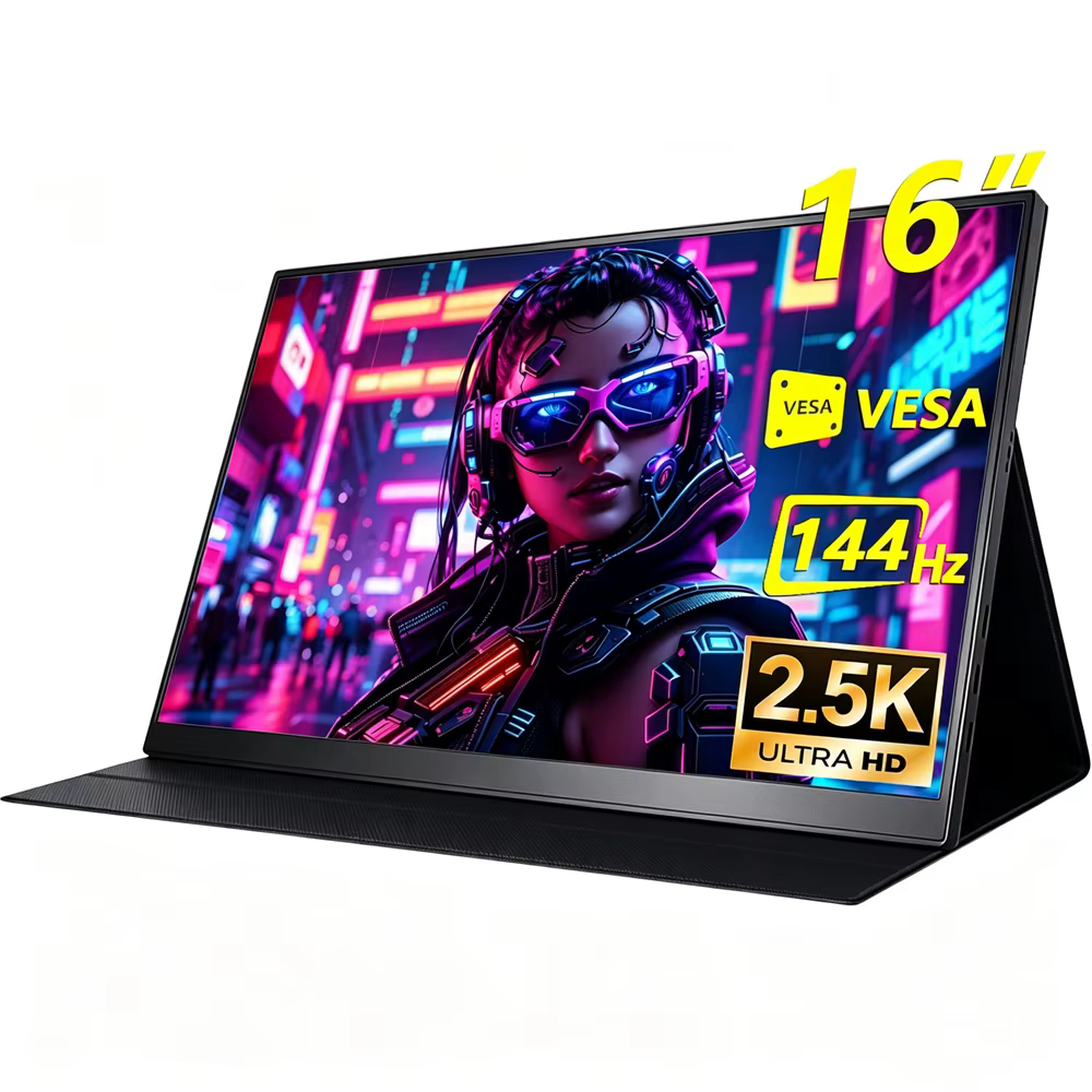 Moniteur portable 16 pouces 2,5K 144 Hz 2560*1600 16:10 100% sRGB, écran de jeu pour ordinateur port