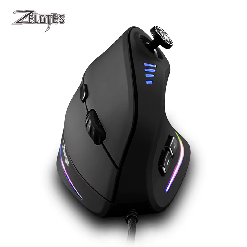 Souris verticale ZELOTES C-18, 11 touches, optique, RGB, joysticks programmables, souris de jeu lase