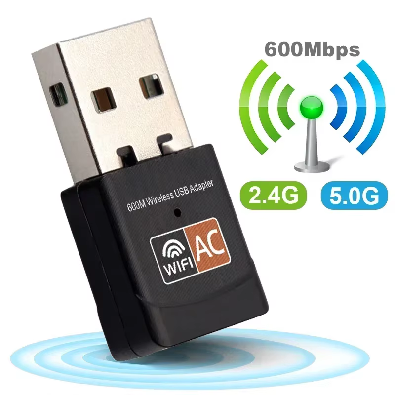 Adaptateur USB WiFi Bluetooth 600Mbps, Dongle 2 en 1, carte réseau 2.4G 5GHz, USB WiFi 5, récepteur
