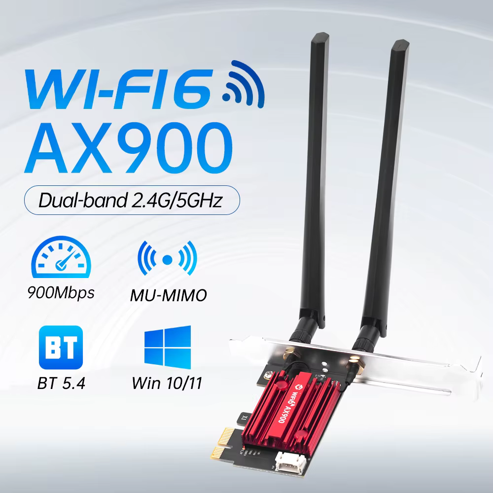 Carte réseau WiFi 6 PCIe FV-AX900pro, Bluetooth 5.4, double bande, 2.4G/5.8GHz, antennes externes, a