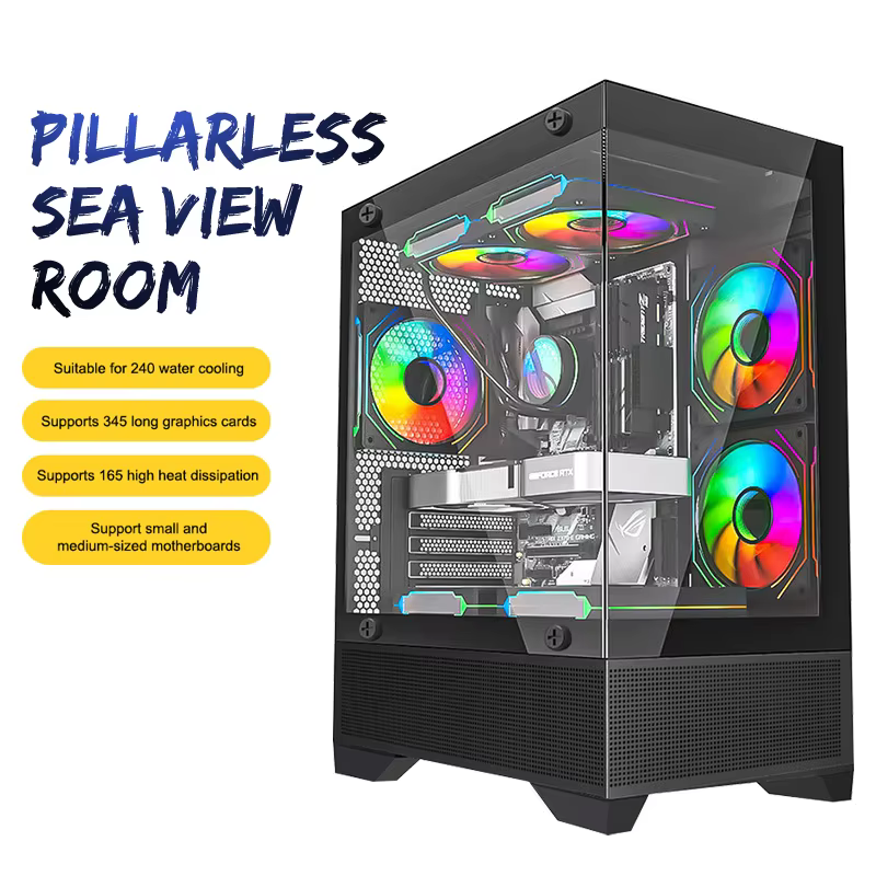 Boîtier d'ordinateur de jeu miniature M-ATX ITX Seaview Room 270 ° Boîtier de PC sans colonne pour m