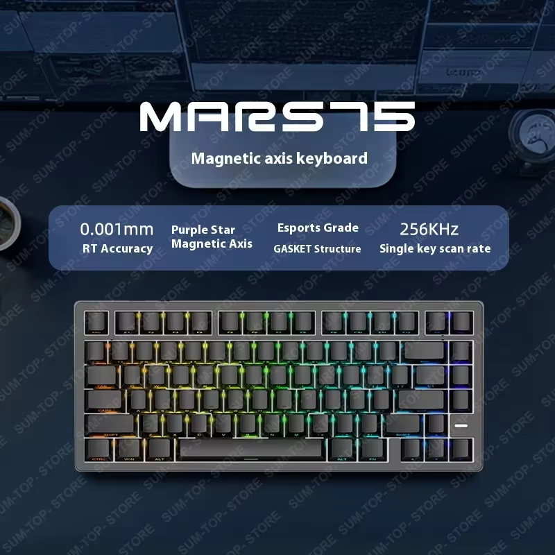 Clavier mécanique filaire pour jeux IROK Carotmas Mars75 Pro, disposition 75 %, faible latence 8K 0,