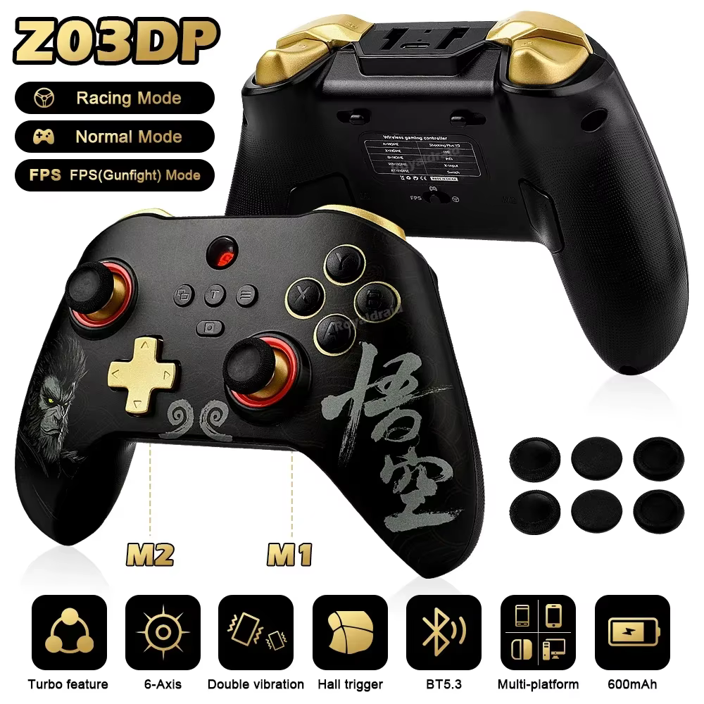 NOUVEAU Manette de jeu Black Myth Wukong Z03DP sans fil à double vibration, contrôleur de jeu 6 axes
