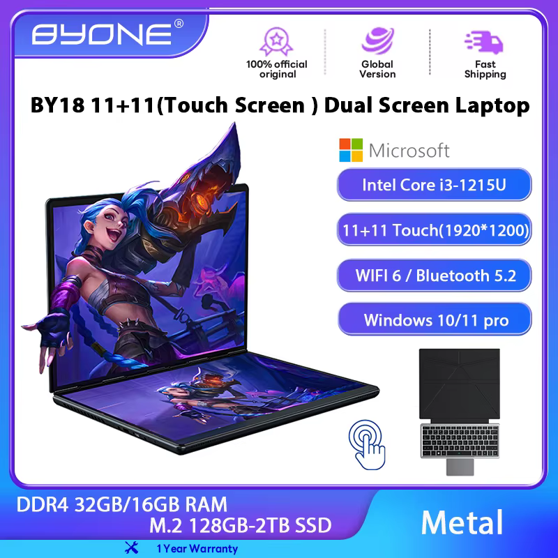 BYONE-Ordinateur portable de jeu avec écran tactile, Intel Core I3, Win11, ordinateur de bureau, tab