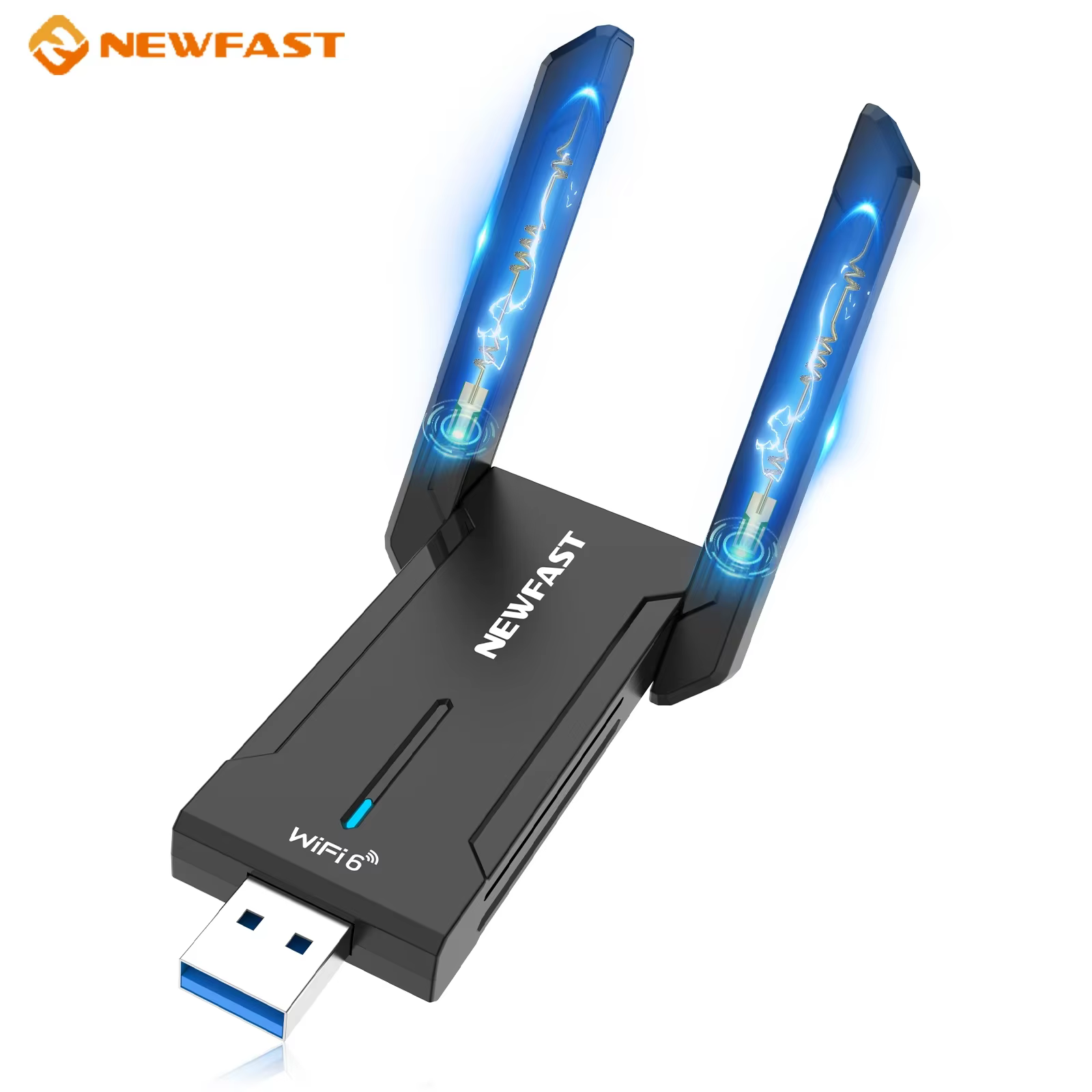 NEWFAST 5400Mbps WiFi6 Wifi adaptateur 2.4/5.8/6Ghz Gigabit 2 2*2dBi antennes USB3.0 carte réseau sa