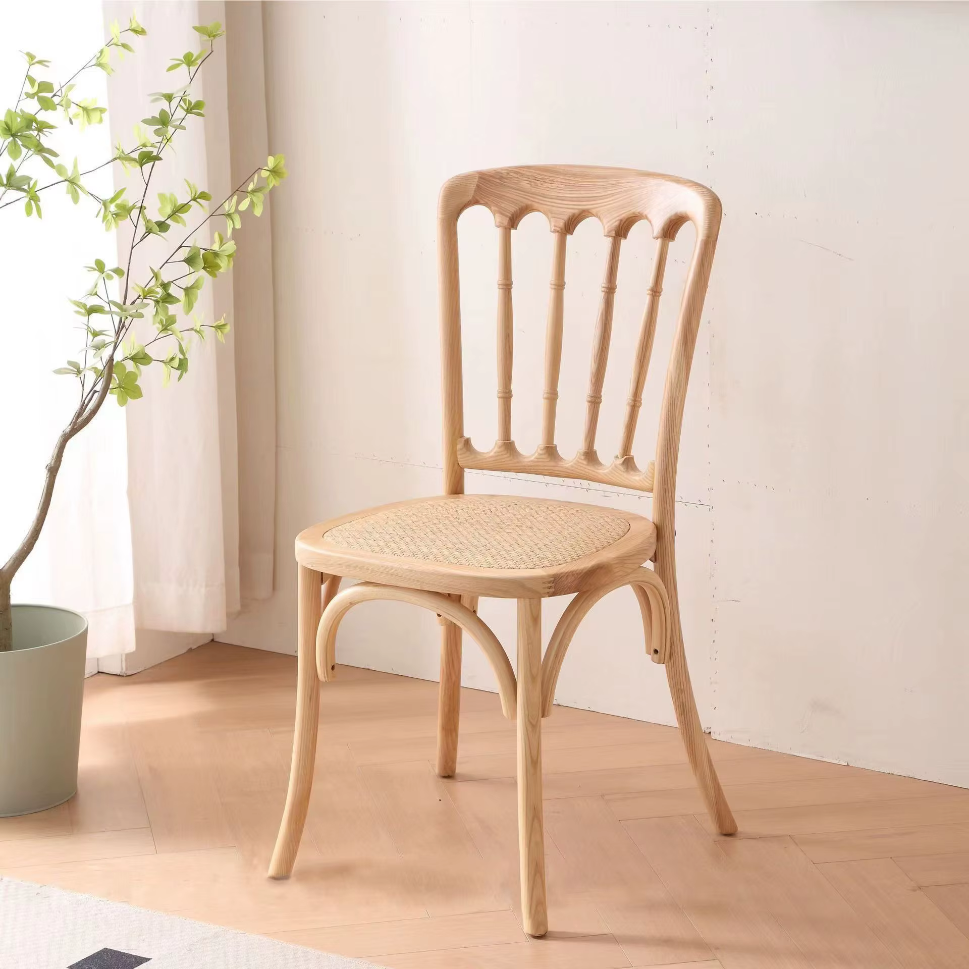 Chaise de salle à manger Napoléon vintage, siège tissé en rotin et bois massif, chaise d'appoint rét