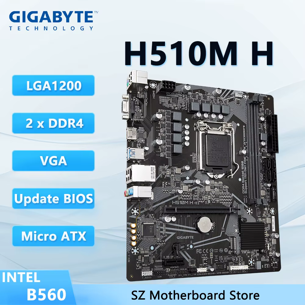 Carte mère GIGABYTE H510M H LGA1200, mémoire RAM DDR4, compatible CPU B560, i5-10400F, i7-10700F, i5