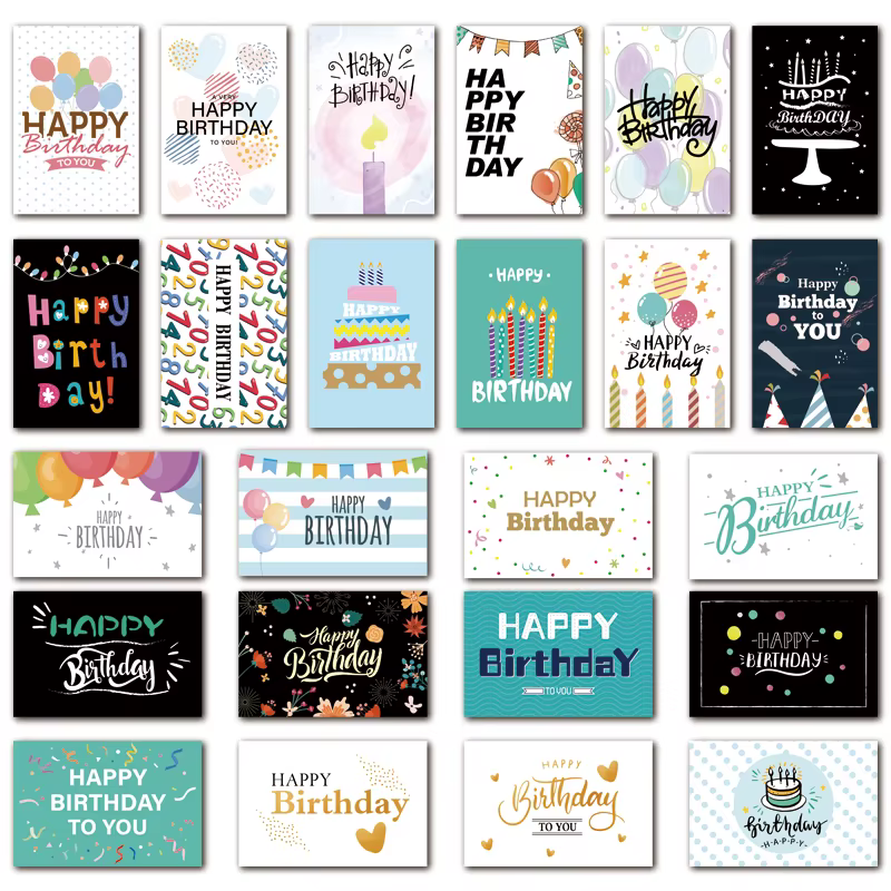 24 pièces carte de voeux joyeux anniversaire avec enveloppe cartes d'invitation de fête d'anniversai