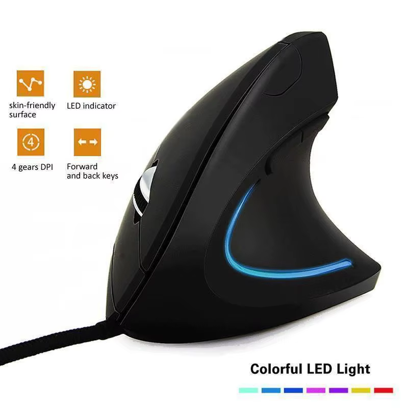 Souris de jeu ergonomique RVB verticale filaire, main droite, USB 3200 ug I, poignet optique sain po