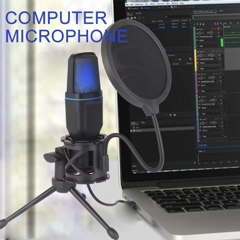 Microphone USB à condensateur RVB, fil de jeu, podcast, studio statique, streaming, ordinateur porta