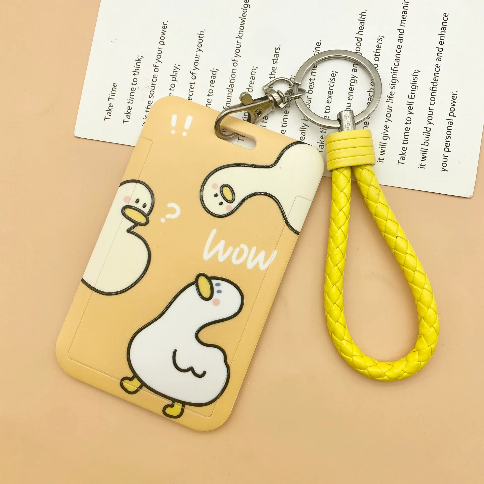 Couverture de carte de petit canard jaune de dessin animé, porte-Badge de carte d'accès de carte de 