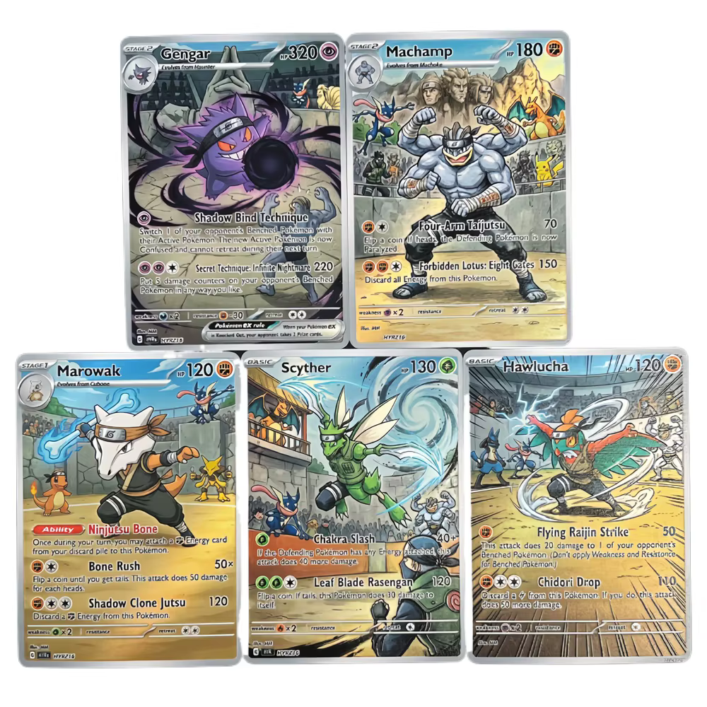 Cartes Pokemon PTCG, 5 pièces, carte holographique de combat Pokemon, cadeau, Style peinture à l'hui