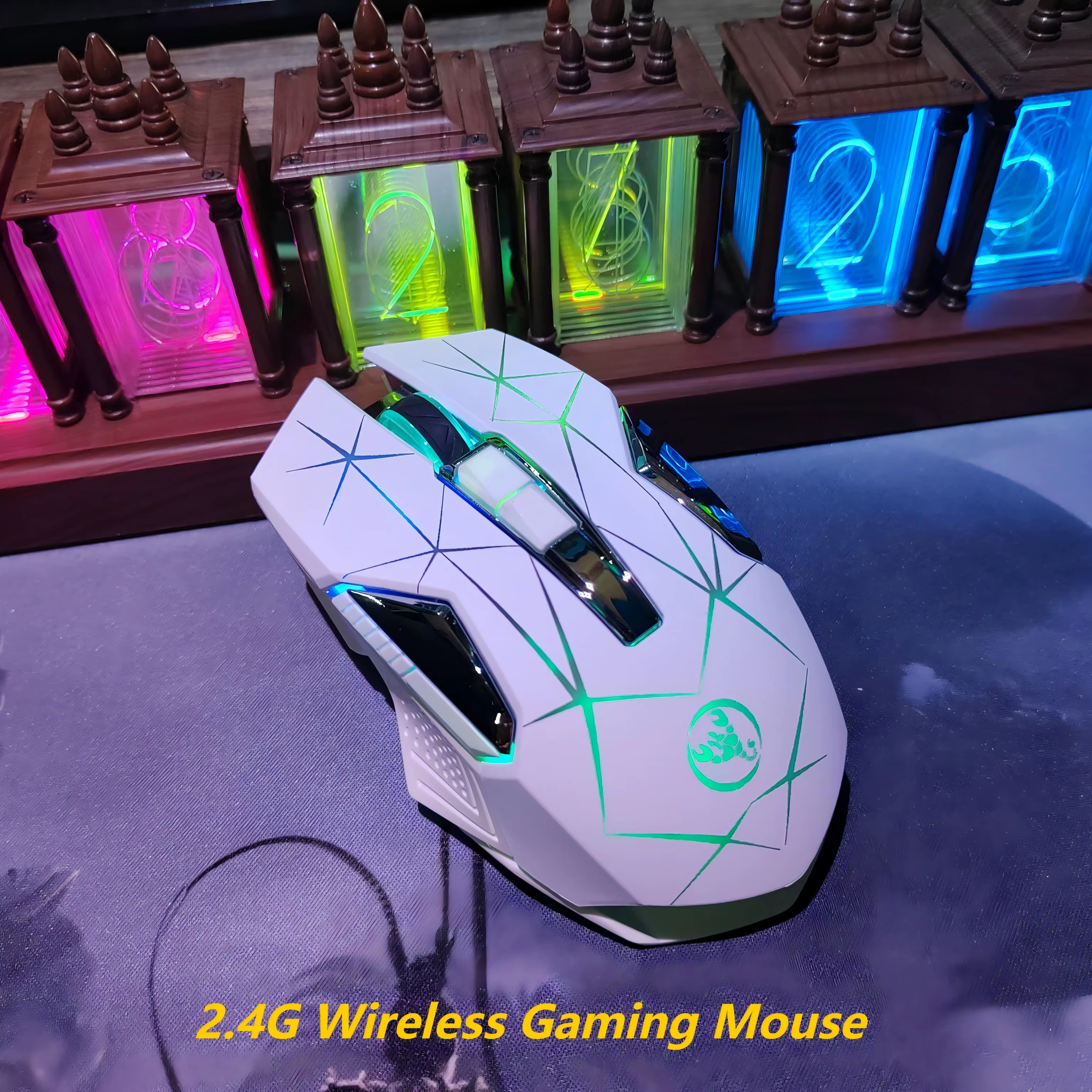 HXSJ 2025 nouvelle souris de jeu sans fil 2.4G, souris optique ergonomique à 7 touches avec rétro-éc