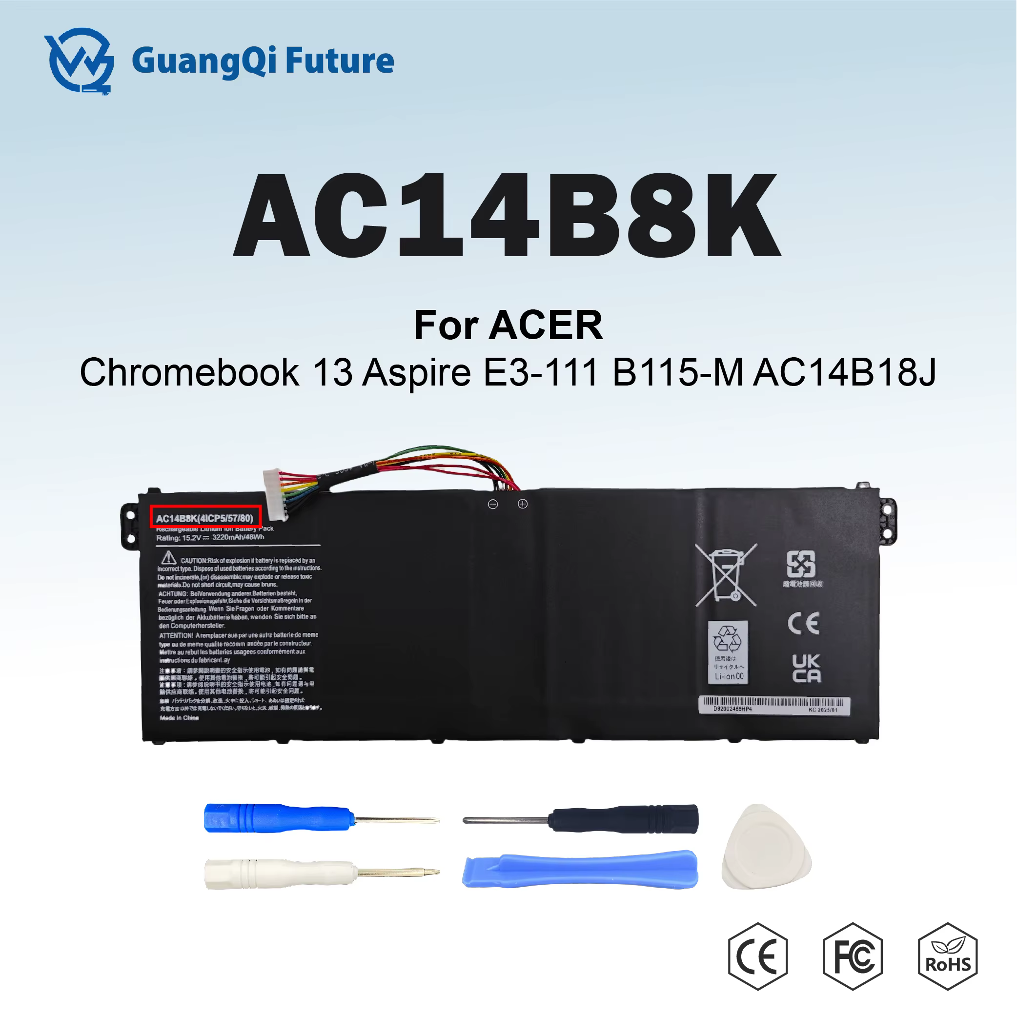 Batterie d'ordinateur portable AC14B8K AC14B3K pour Acer Aspire R5-571T R5-571TG S14 CB3-511 Swift 3