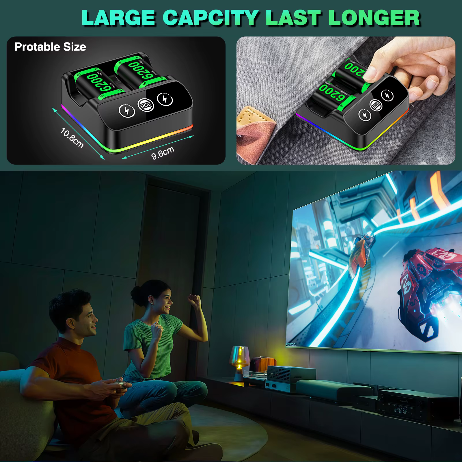 DinoFire pour Xbox série X/S et Xbox One batterie Rechargeable Xbox One avec 2 batteries/chargeurs 6