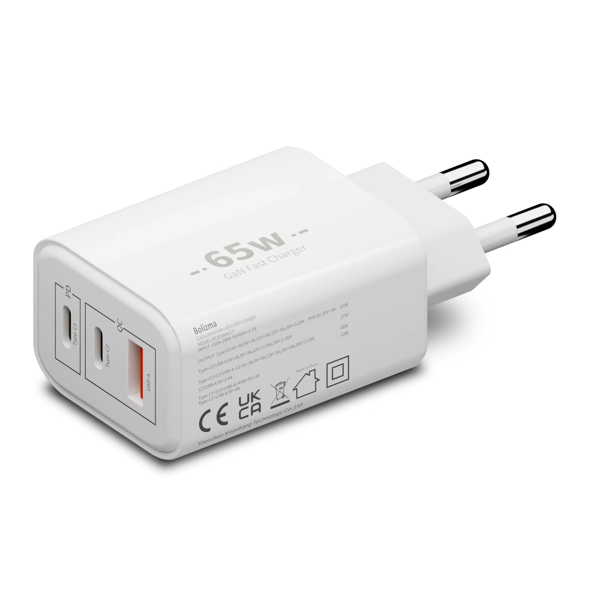 Chargeur rapide 65 W pour ordinateurs portables compatible avec Dell iPhone VIVO OPPO Xiaomi Galaxy 