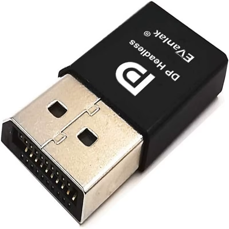 EVanlak Émulateur d'affichage sans tête DisplayPort 4K60HZ pour PC, Faux écran DP - compatible sans