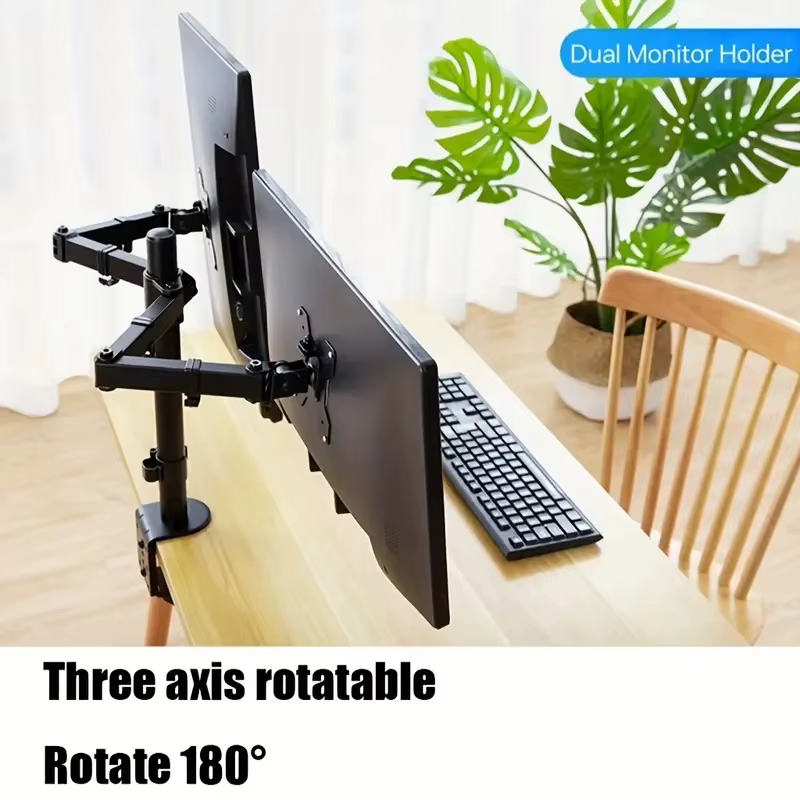 Support pour deux moniteurs, compatible avec les écrans jusqu'à 27 pouces, support de moniteur autop