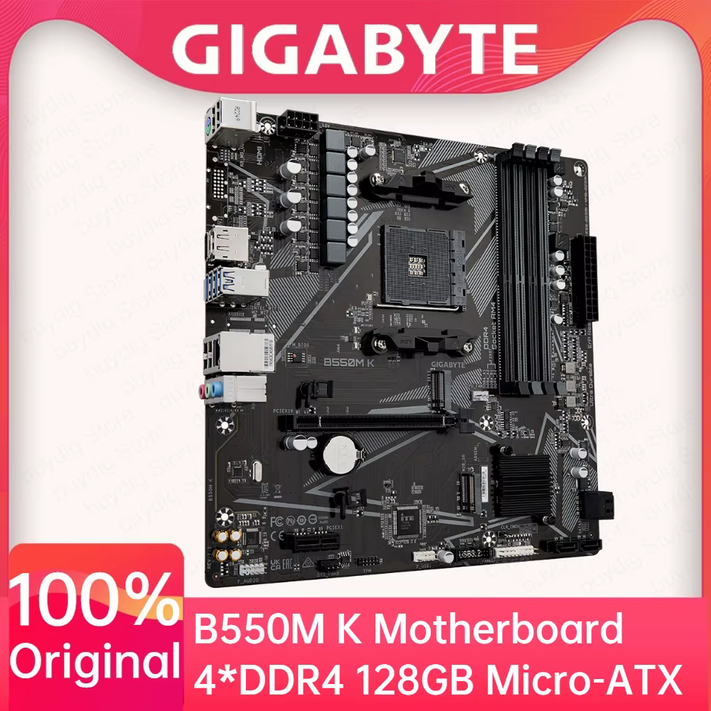 Carte mère GIGABYTE B550M K compatible avec les processeurs AMD AM4 Ryzen 5000, DDR4, Micro-ATX, dou