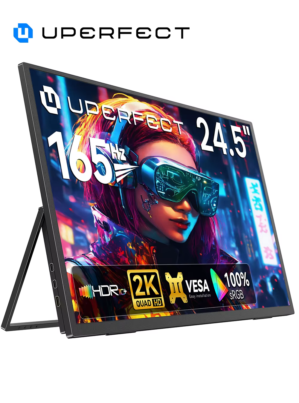 Écran d'ordinateur UPERFECT 24,5" 2K 165 Hz HDMI 1440p QHD 100 % sRGB FreeSync HDR IPS, grand écran 