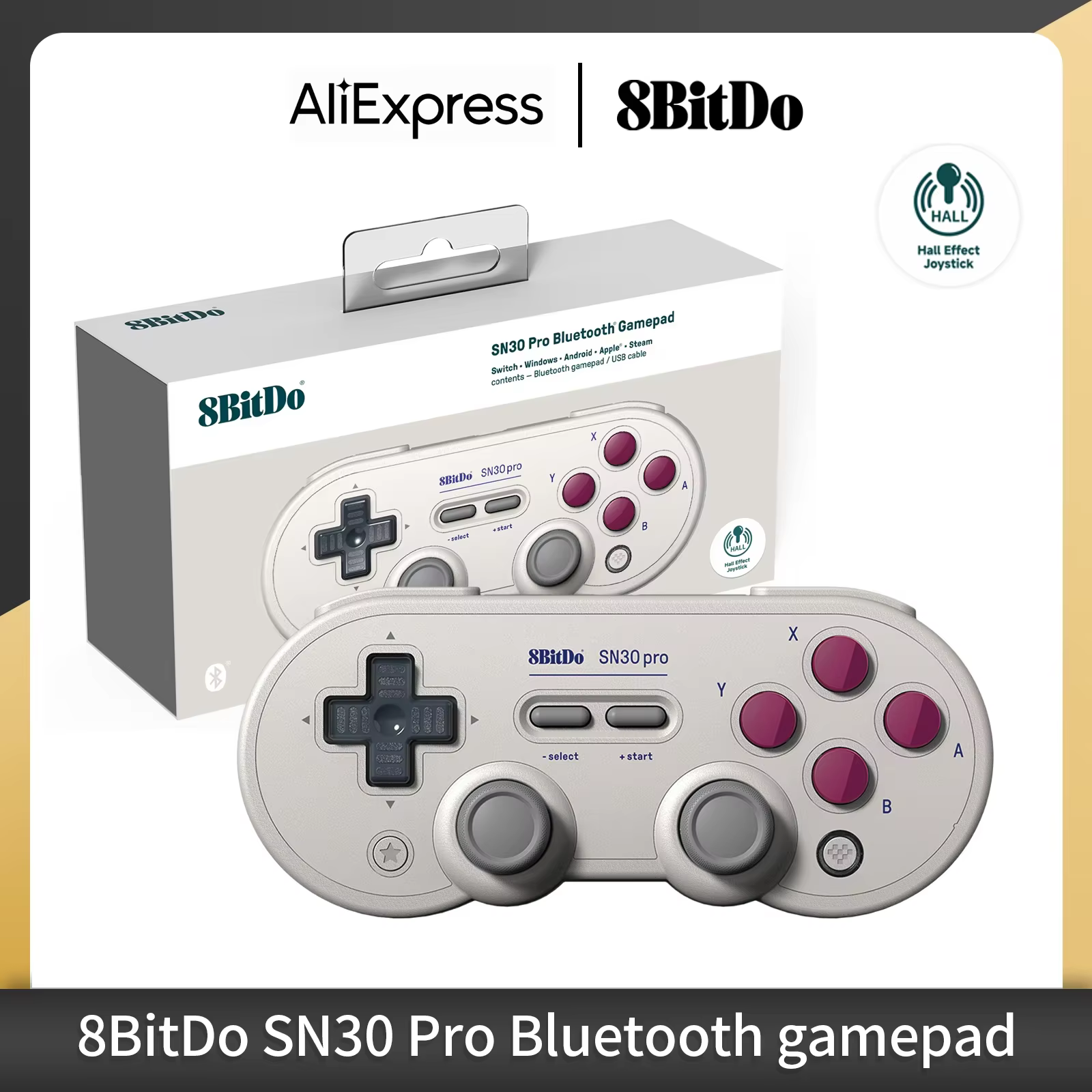Manette de jeu sans fil Bluetooth 8Bitdo SN30 Pro avec effet Hall pour Switch 2, MacOS, Android, Ras