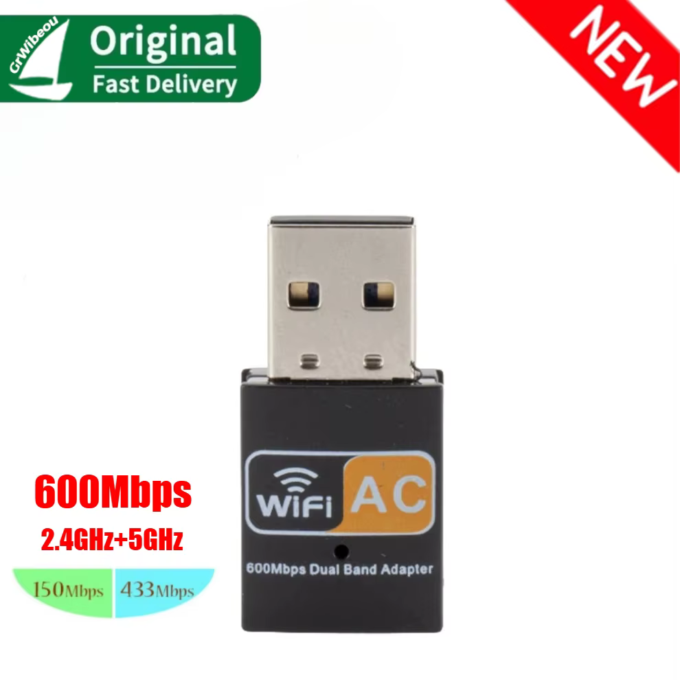 Carte réseau sans fil USB WiFi 600 Mbps, adaptateur WiFi USB double bande 2,4 GHz/5 GHz, clé WiFi av