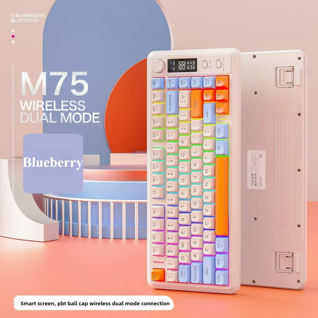 GRATUIT WOLF M75 Clavier de jeu sans fil compact à 82 touches - Double mode (Bluetooth/2.4G) Écran O