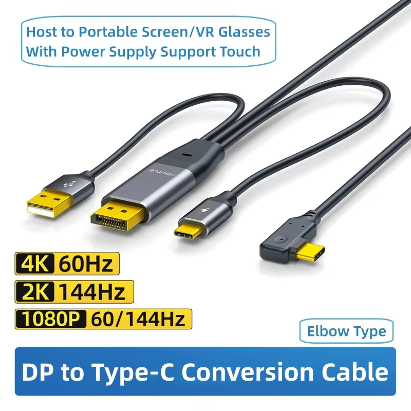Câble de connexion DP vers type C USB C, convertisseur 4K 60Hz 1080P HD, câble de données pour ordin