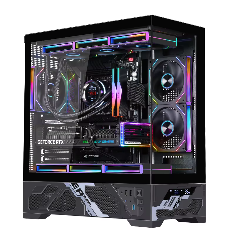 Boîtier PC ATX WJCOOLMAN Millennium avec écran/affichage numérique, prend en charge la refroidisseme