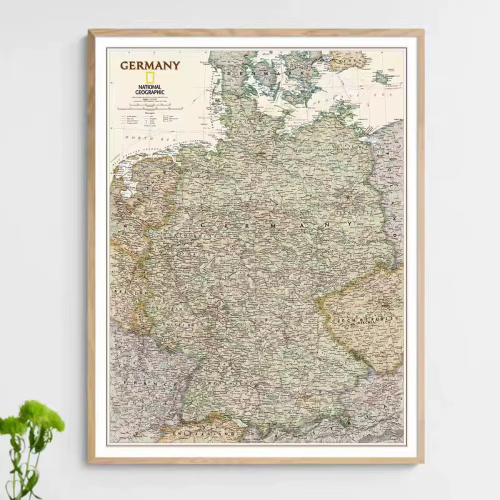 Grandes affiches murales de carte de l'Allemagne, impressions décoratives pour la maison, peinture s
