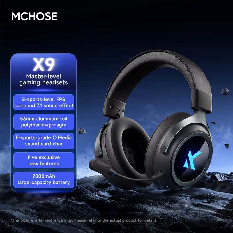 Casque de jeu MCHOSE X9, son surround 7.1 53 mm, sans fil 2.4G BT, tri-mode, suppression du bruit, f