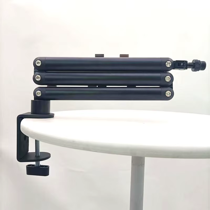 Support de microphone réglable pour bureau, bras articulé pliable à pince pour podcast, streaming, e