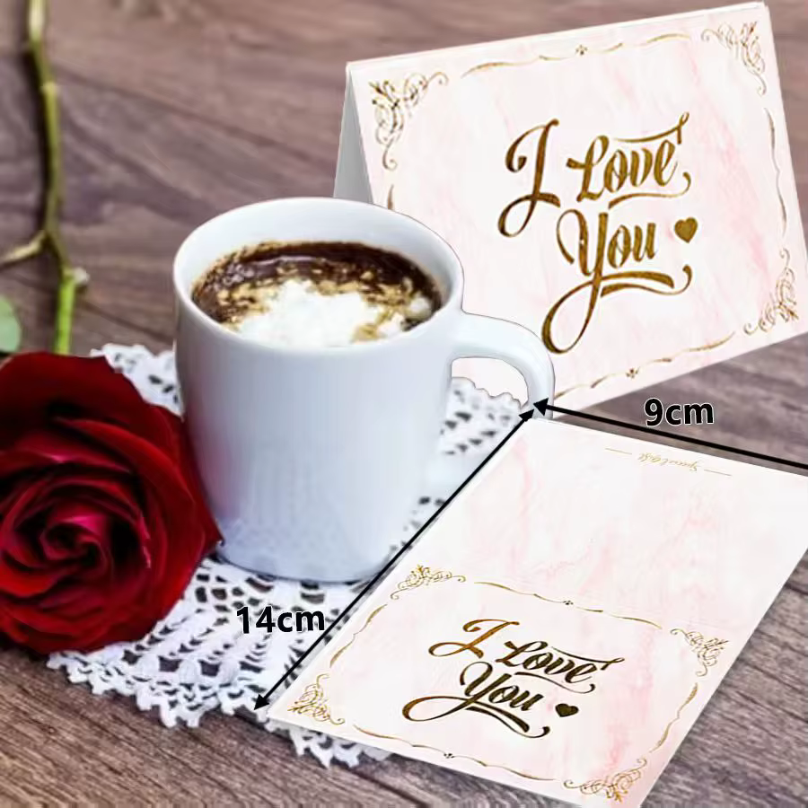  10/20/30 pièces merci/joyeux anniversaire/saint-valentin cartes or estampage souhait carte de voeu