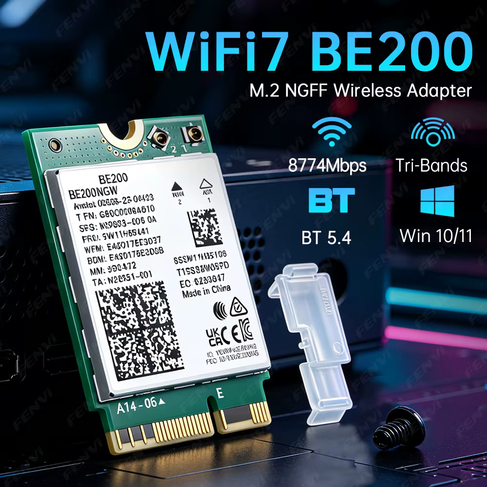 Carte WiFi 7 BE200 BT5.4 BE200NGW 8774Mbps, tri-bande 2.4G/5G/6GHz, 802.11BE M.2 NGFF, carte réseau 