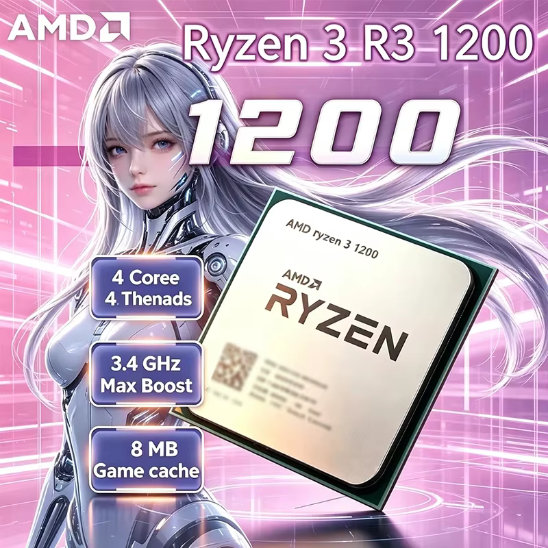Processeur de bureau AMD Ryzen 3 1200 AMD R3 1200 CPU 4 cœurs 4 threads 3,4 GHz débloqué Socket AM4