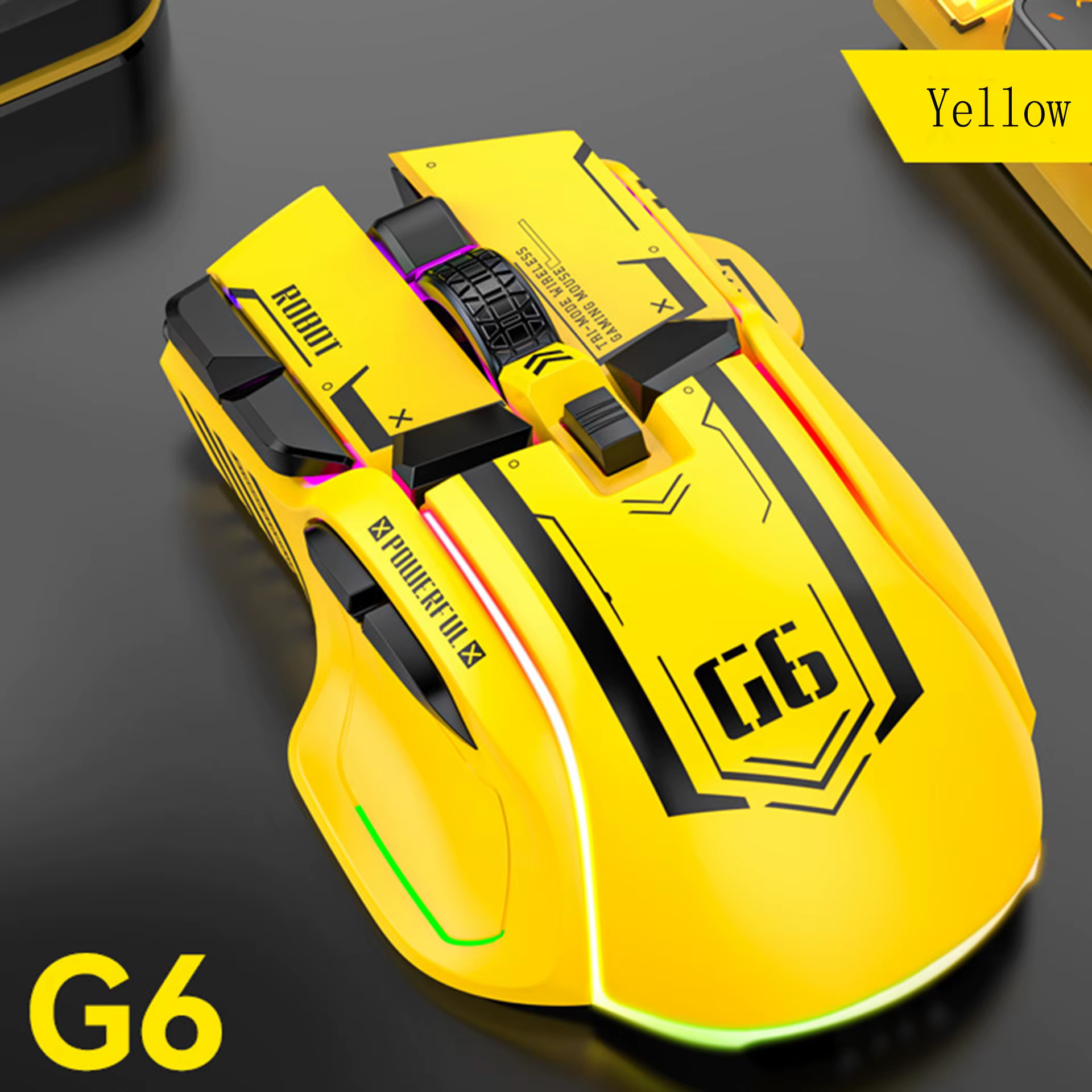 Souris de jeu mécanique filaire FreeWolf G6, 12800 DPI, rétroéclairage RVB, macro, design ergonomiqu