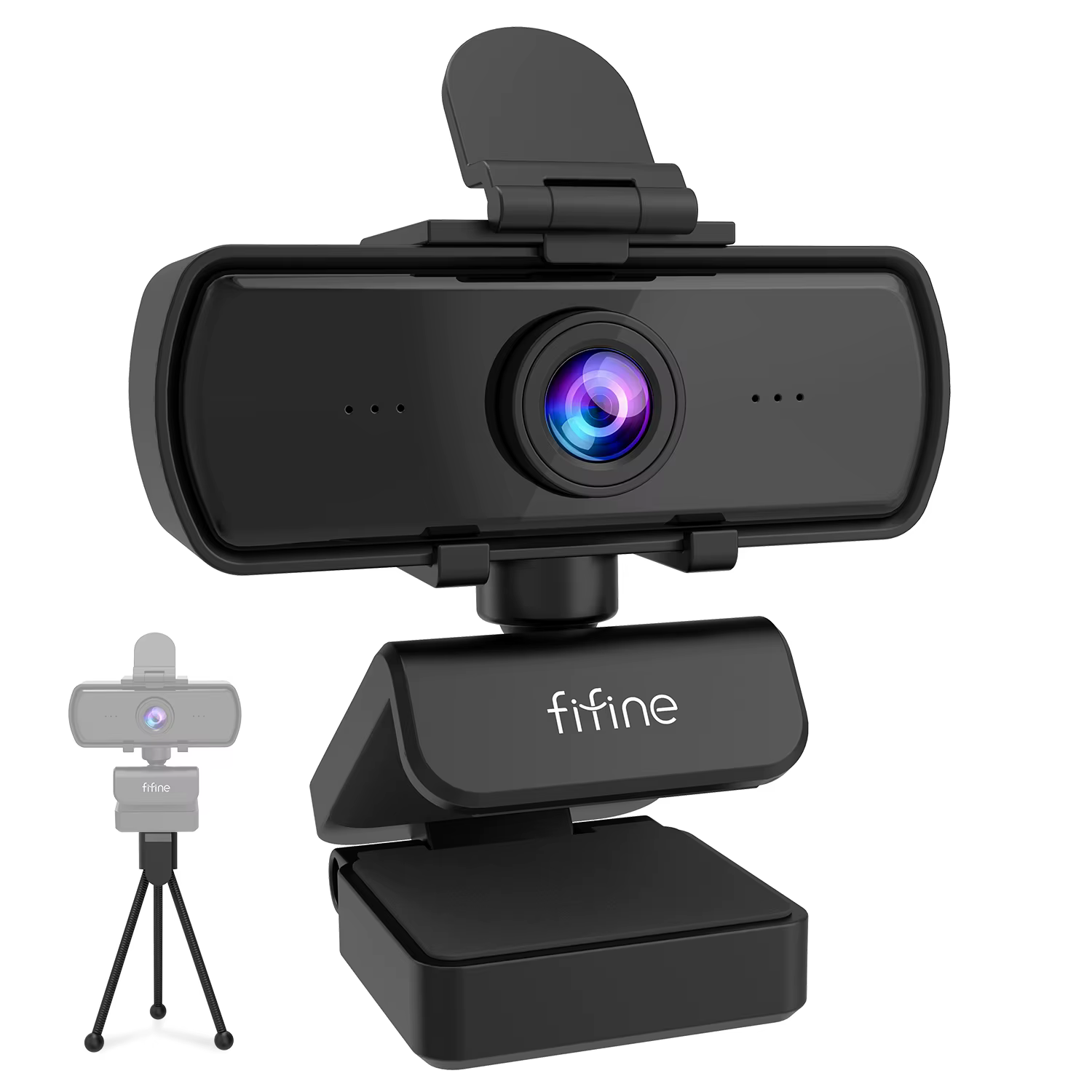 Webcam PC Full HD FIFINE 1440p avec Microphone, trépied, pour ordinateur de bureau et ordinateur por