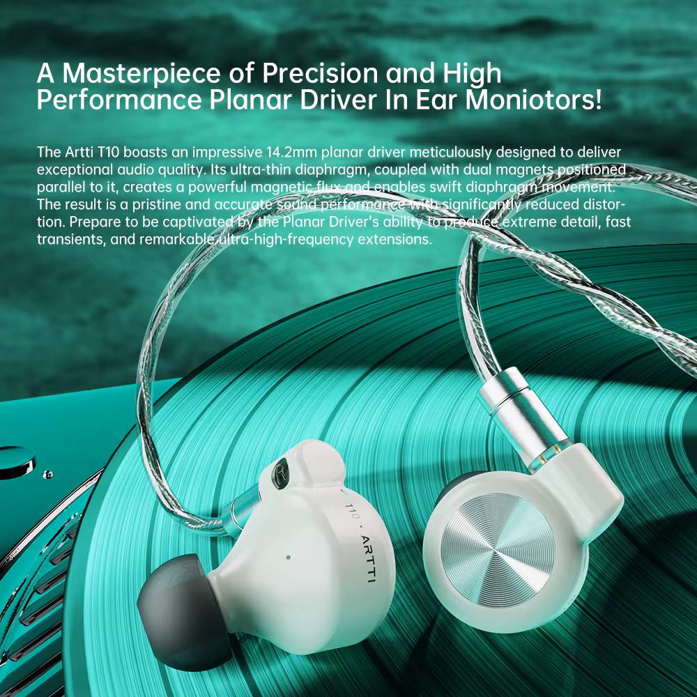 ARTTI T10 écouteurs intra-auriculaires HiFi moniteurs IEM filaires pilote planaire 14.2mm basses tex