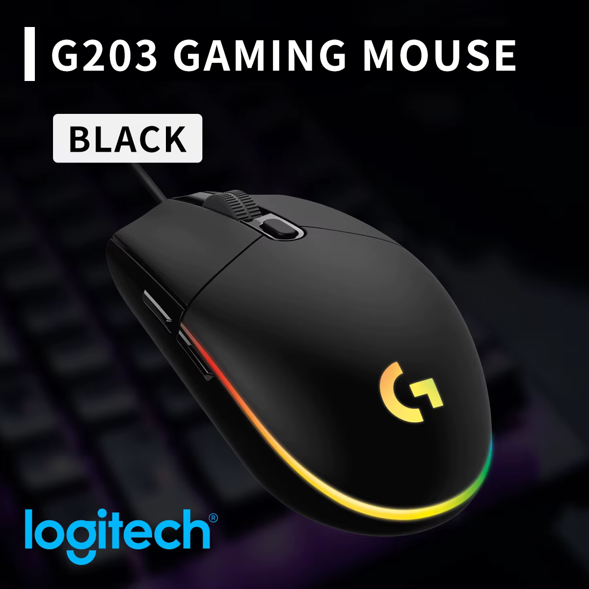 Souris de jeu professionnelle filaire double mode Logitech G203, avec son et couleurs clairs, souris