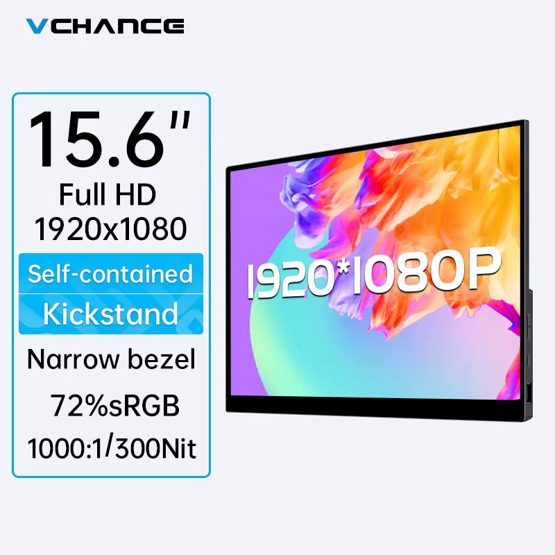 Moniteur Portable 15.6 pouces FHD 1920x1080p 300Nits, lunette étroite avec béquille, moniteur extern