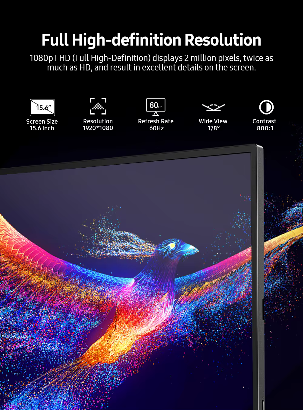 UPERFECT 1080P Moniteur de jeu portable Écran tactile 15