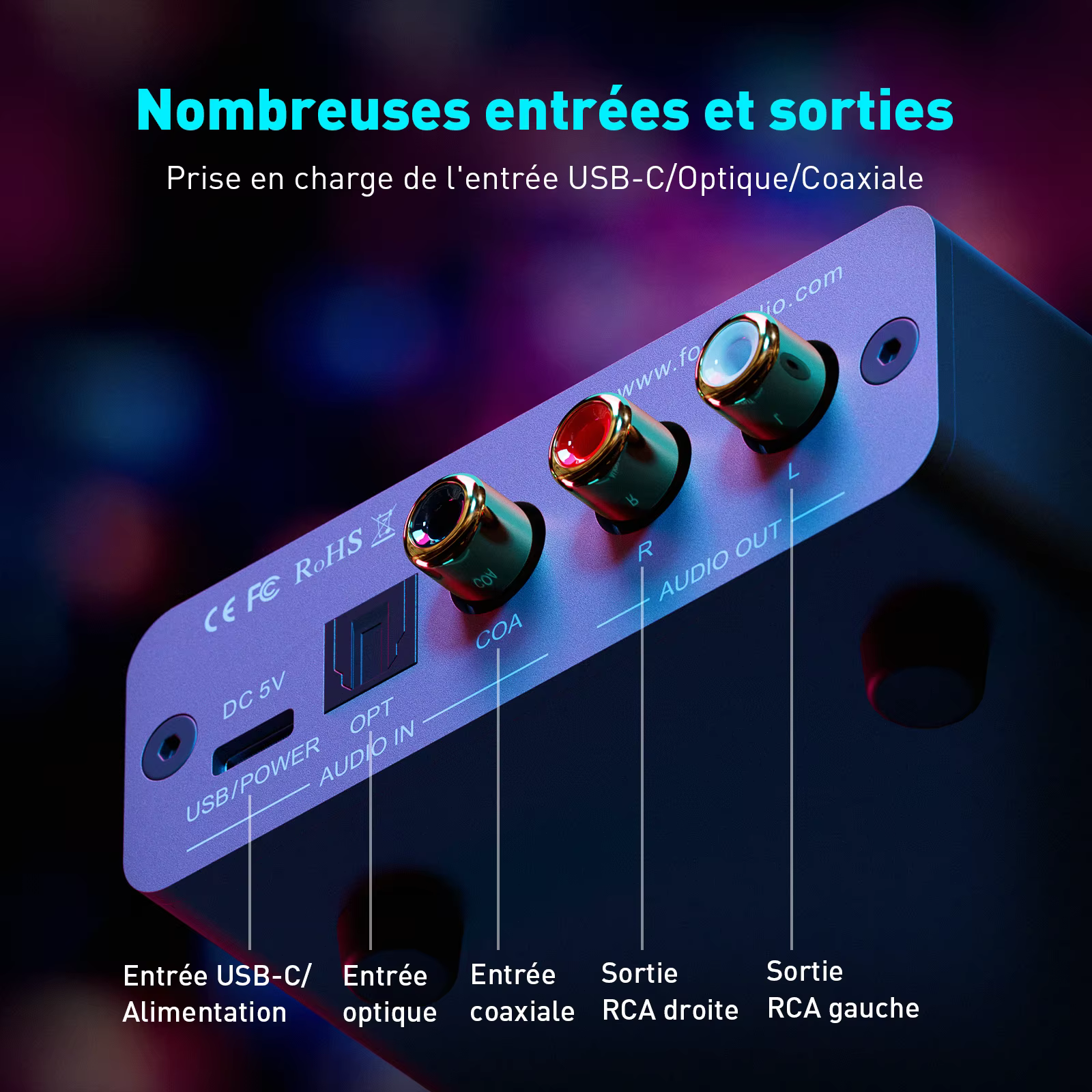 Amplificateur audio USB Fosi Audio K5 PRO pour jeux avec microphone