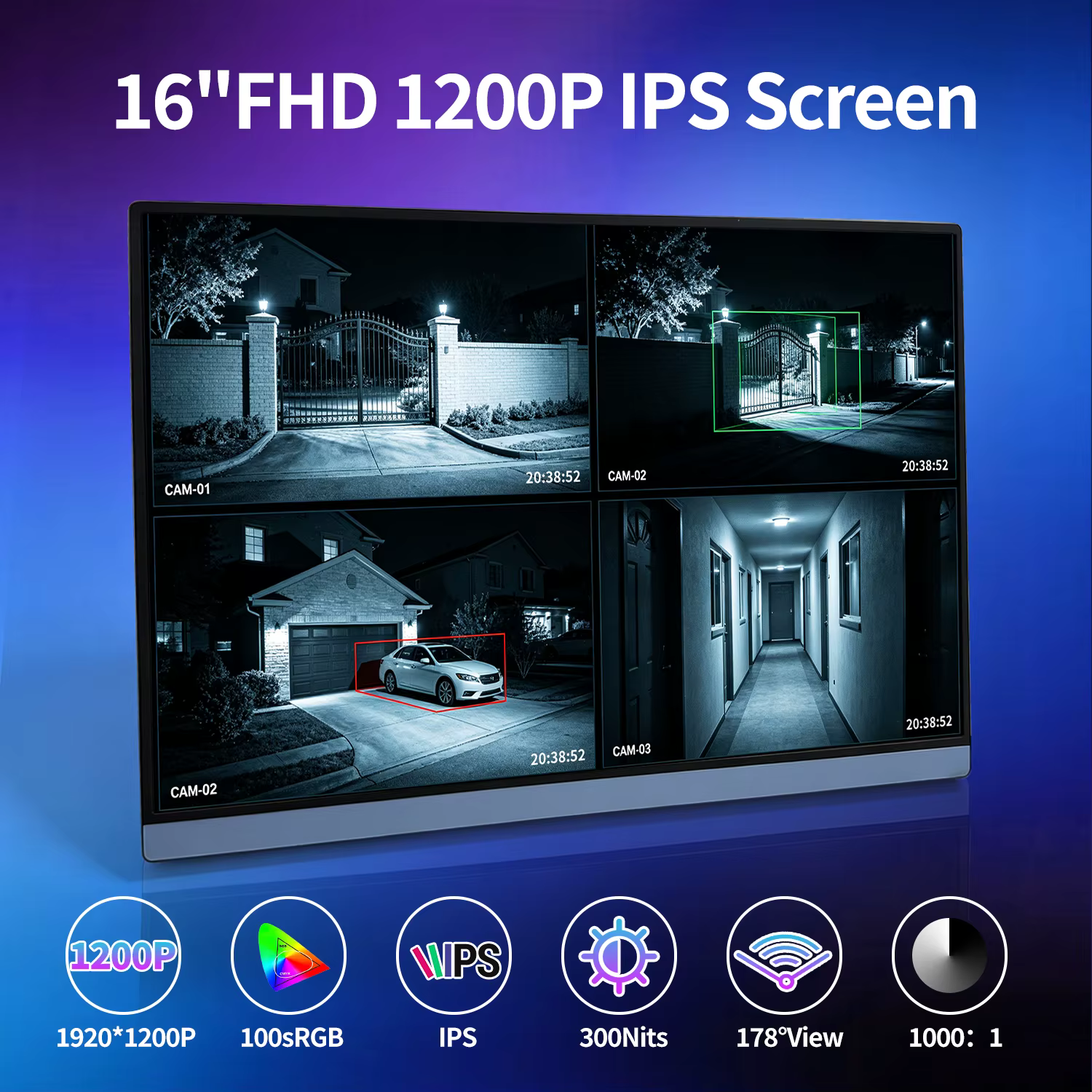 VEOUT Moniteur portable de jeu 16 pouces 60 Hz pour ordinateur