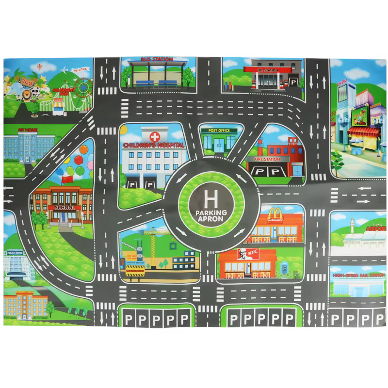 Carte routière de la ville pour enfants, Parking de voitures de ville, panneaux de signalisation, 83x58CM, tapis de jeu d'escalade, jouet