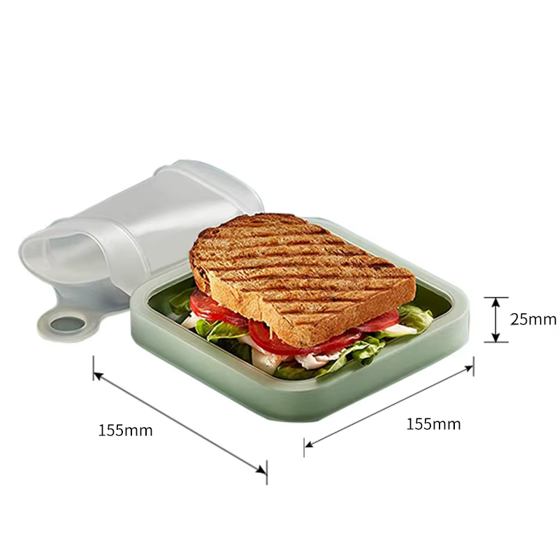 Boîte à bento en silicone réutilisable, vaisselle micro-ondable, sandwich, toast, récipient alimentaire écologique, déjeuner