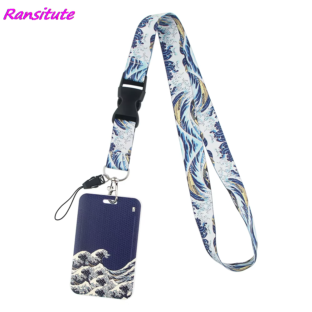 Ransitute R1771 vagues mode lanières ID porte-Badge Bus Pass housse Slip banque porte-carte de crédit sangle porte-carte