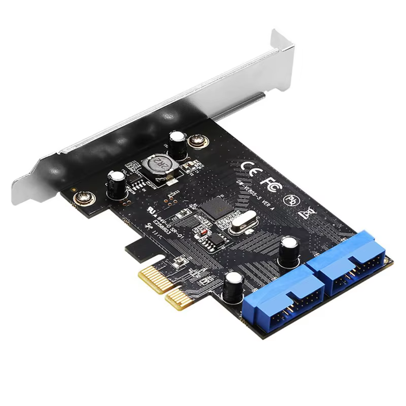 Carte adaptateur convertisseur PCIe Super Speed vers 2 ports USB 3.0 19 broches